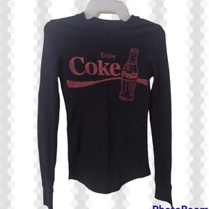 COCA COLA®™ "ENJOY COKE"😋🥤Vintage Long Sleeve Black Thermal
